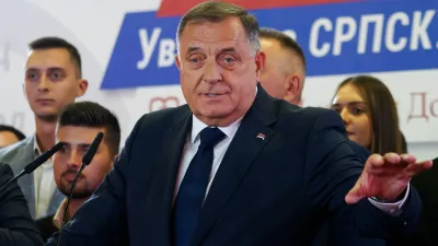 Leader of the Alliance of Independent Social Democrats (SNSD), Milorad Dodik, speaks during a news conference following the publication of general election results, in Banja Luka, Bosnia, Sunday, Oct. 4, 2026. (AP Photo/Radivoje Pavicic) / Foto: Radivoje Pavicic