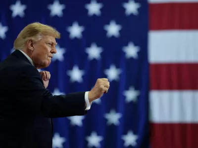 US President Donald Trump participates in a midterm election rally for Oklahoma Republican gubernatorial candidate Mike Mazzei at the Choctaw Event Center in Durant, Oklahoma, US, October 1, 2026. REUTERS/Jonathan Ernst