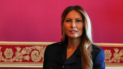 First lady Melania Trump attends a tea with President Donald Trump, China's President Xi Jinping and his wife Peng Liyuan in the Red Room of the White House, Friday, Sept. 25, 2026, in Washington. (AP Photo/Jacquelyn Martin)
