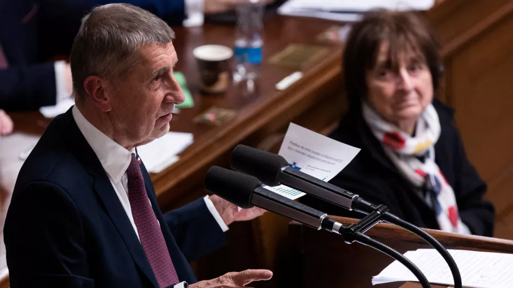 Czech Prime Minister Andrej Babis from ANO speaks during the debate on confidence in the parliament, in Prague, Czech Republic, January 13, 2026 REUTERS/Eva Korinkova