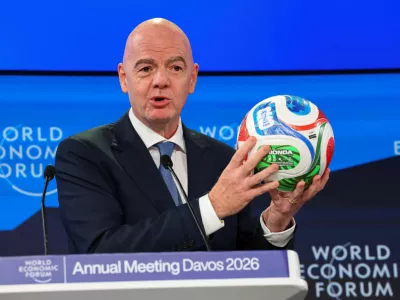 FIFA President Gianni Infantino attends the 56th annual World Economic Forum (WEF) meeting in Davos, Switzerland, January 22, 2026. REUTERS/Denis Balibouse