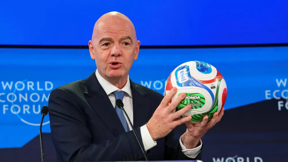 FIFA President Gianni Infantino attends the 56th annual World Economic Forum (WEF) meeting in Davos, Switzerland, January 22, 2026. REUTERS/Denis Balibouse
