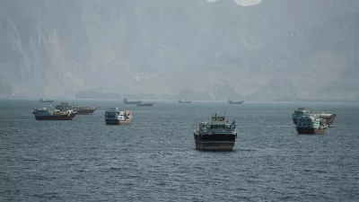 Vessels at the Strait of Hormuz, as seen from Musandam, Oman, October 2, 2026. REUTERS/Stringer