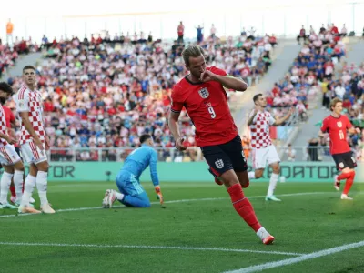Soccer Football - UEFA Nations League - Group A3 - Croatia v England - Stadion HNK Rijeka, Rijeka, Croatia - October 3, 2026 England's Harry Kane celebrates scoring their first goal Action Images via Reuters/Paul Childs