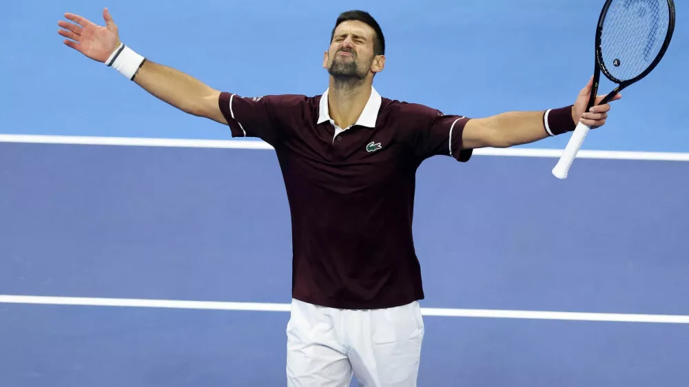 Tennis - China Open - National Tennis Center, Beijing, China - October 4, 2026 Serbia's Novak Djokovic celebrates after winning his quarterfinal match against Germany's Alexander Zverev REUTERS/Maxim Shemetov   TPX IMAGES OF THE DAY
