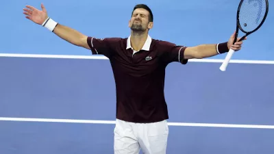 Tennis - China Open - National Tennis Center, Beijing, China - October 4, 2026 Serbia's Novak Djokovic celebrates after winning his quarterfinal match against Germany's Alexander Zverev REUTERS/Maxim Shemetov   TPX IMAGES OF THE DAY