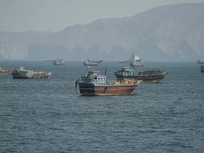 Vessels at the Strait of Hormuz, as seen from Musandam, Oman, October 2, 2026. REUTERS/Stringer