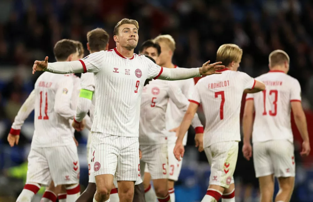 Soccer Football - Nations League - Group A4 - Wales v Denmark - Cardiff City Stadium, Cardiff, Wales, Britain - October 4, 2026 Denmark's Rasmus Hojlund celebrates scoring their first goal Action Images via Reuters/John Sibley