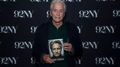 Actor Michael Douglas poses backstage before discussing his new memoir "One Helluva Ride" at The 92nd Street Y on Tuesday, Oct. 6, 2026, in New York. (Photo by Andy Kropa/Invision/AP)