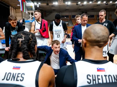 Ga&scaron;per Okorn in action during AdmiralBet ABA League basketball match between Perspektiva Ilirija and Dubai in Hala Tivoli, Ljubljana, Slovenia on October 4, 2026