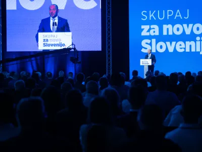 Ljubljana, Gospodarsko razstavisce.Programski kongres NSi.Predsednik stranke Nova Slovenija Jernej Vrtovec.