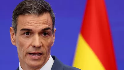 FILE PHOTO: Spanish Prime Minister Pedro Sanchez speaks at a press conference before summer break, at Moncloa Palace in Madrid, Spain, July 28, 2025. REUTERS/Juan Medina/File Photo