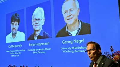 Karl Deisseroth, Peter Hegemann and Georg Nagel are awarded the 2026 Nobel Prize in Physiology or Medicine, as announced during a press conference at the Nobel Forum at Karolinska Institute in Stockholm, Sweden, October 5, 2026. TT News Agency/Pontus Lundahl/via REUTERS   ATTENTION EDITORS - THIS IMAGE WAS PROVIDED BY A THIRD PARTY. SWEDEN OUT. NO COMMERCIAL OR EDITORIAL SALES IN SWEDEN. NO RESALES. NO ARCHIVES.