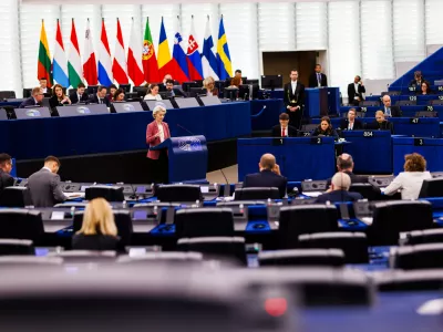 22 October 2025, France, Strassburg: President of the European Commission Ursula von der Leyen speaks during the European Parliament plenary session. Photo: Philipp von Ditfurth/dpa