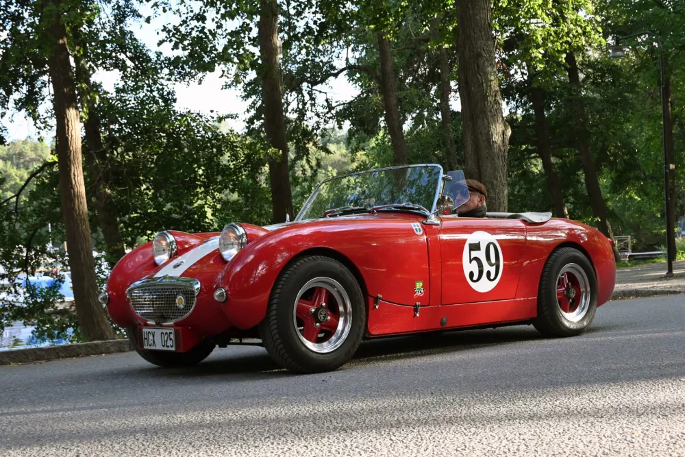 Skanstull, Stockholm, Sweden -August 11, 2025: Austin Healey Sprite from 1960 at a classic and vintage car event at Skanstull.
