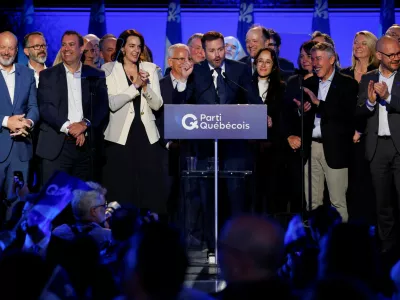Parti Quebecois (PQ) leader Paul St-Pierre Plamondon speaks after the results of the provincial elections, in Montreal, Quebec, Canada, October 5, 2026. REUTERS/Patrick Doyle