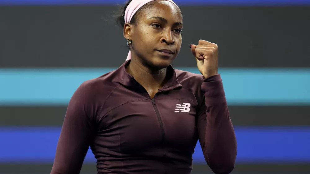 Tennis - China Open - National Tennis Center, Beijing, China - October 5, 2026 Coco Gauff of the U.S. celebrates after winning her round of 32 match against China's Sun Xinran REUTERS/Maxim Shemetov