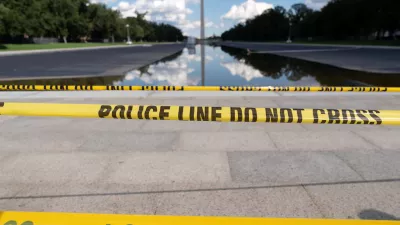FILE - The Lincoln Memorial Reflecting Pool is seen with police line yellow tape at the National Mall, Sept. 6, 2026, in Washington. (AP Photo/Jose Luis Magana, File)