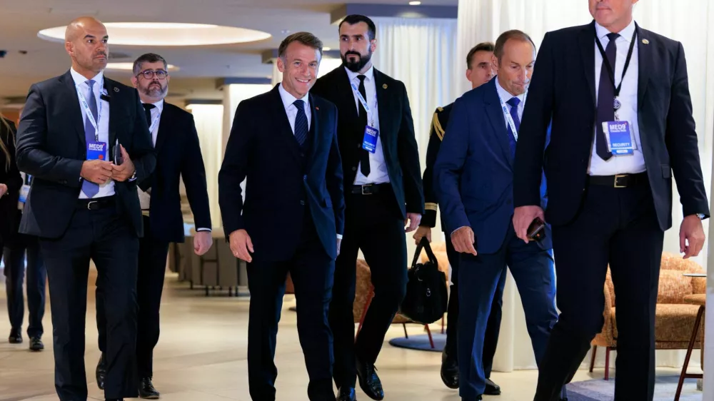 French President Emanuel Macron arrives at the MED9 Summit, in Split, Croatia, October 7, 2026. REUTERS/Antonio Bronic
