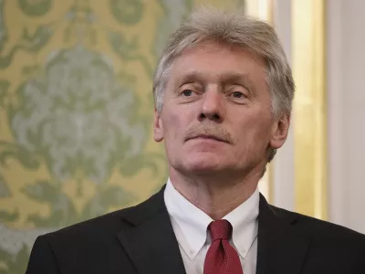 FILE - Kremlin spokesman Dmitry Peskov waits at the Grand Kremlin Palace at the Kremlin in Moscow, Russia, June 23, 2025. (AP Photo/Pavel Bednyakov, Pool, file)