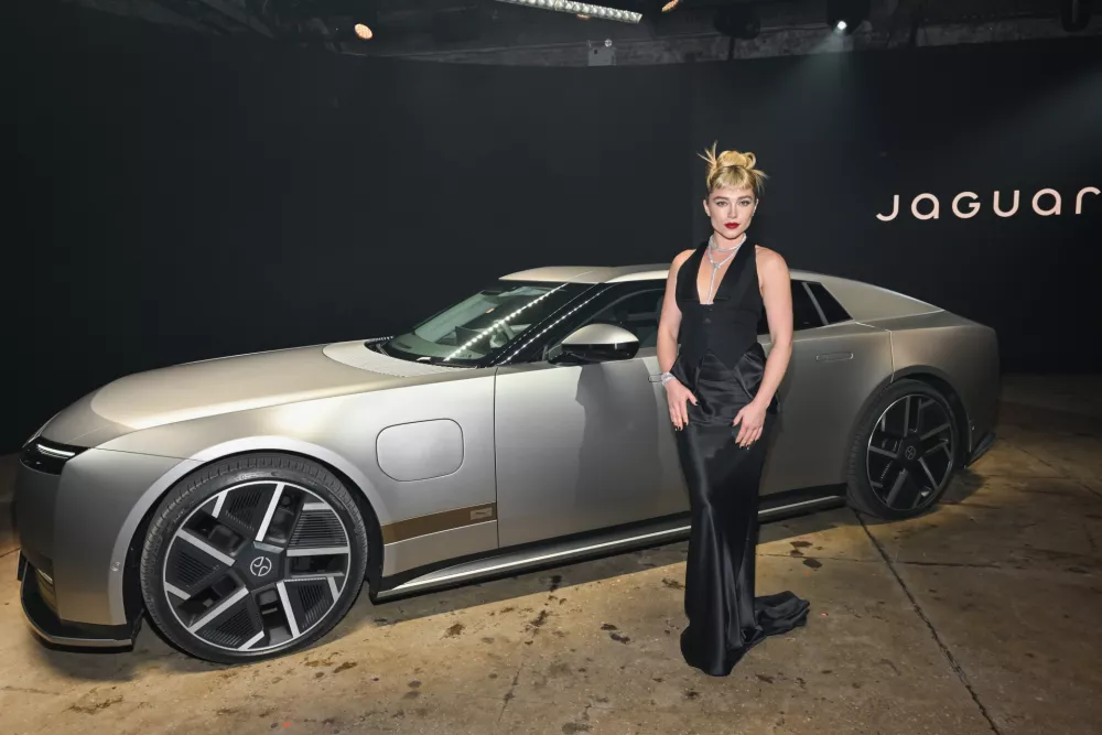 Florence Pugh attends the Jaguar Type 01 launch event at Storied on Tuesday, Oct. 6, 2026, in New York. (Photo by Evan Agostini/Invision/AP)
