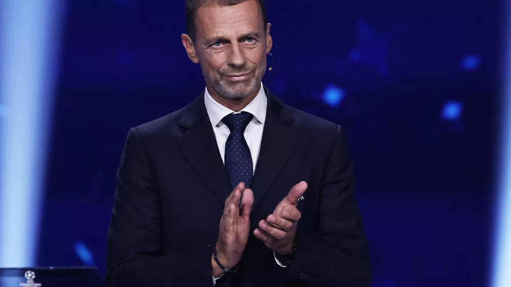 Soccer Football - UEFA Champions League - League Phase Draw - Grimaldi Forum, Monaco - August 27, 2026 UEFA president Aleksander Ceferin ahead of the league phase draw REUTERS/Manon Cruz