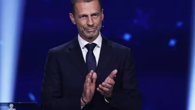 Soccer Football - UEFA Champions League - League Phase Draw - Grimaldi Forum, Monaco - August 27, 2026 UEFA president Aleksander Ceferin ahead of the league phase draw REUTERS/Manon Cruz