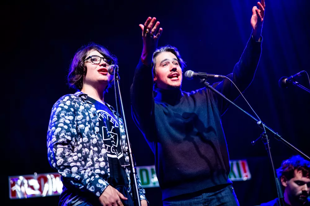Ljubljana, Festivalna dvorana.Koncert proti zblizevanju slovenske vlade z izraelsko vlado Ne v nasem imenu, v organizaciji Instituta 8. marec, iniciative Glas ljudstva in studentskega kolektiva En Dva svetova.