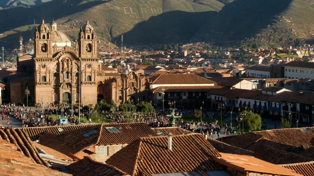 Cuzco Cathedral in the Plaza de Armas. Cuzco. Situated in the Peruvian Andes, Cuzco developed, under the Inca ruler Pachacutec, into a complex urban centre with distinct religious and administrative functions. It was surrounded by clearly delineated areas for agricultural, artisan and industrial production. When the Spaniards conquered it in the 16th century, they preserved the basic structure but built Baroque churches and palaces over the ruins of the Inca city. The City of Cuzco, at 3,400 m above sea level, is located in a fertile alluvial valley fed by several rivers in the heart of the Central Peruvian Andes of South America. Under the rule of Inca Pachacuteq (Tito Cusi Inca Yupanqui), in the 15th century, the city was redesigned and remodelled after a pre-Inca occupation process of over 3,000 years, and became the capital of the Tawantinsuyu Inca Empire, which covered much of the South American Andes between the 15th and 16th centuries AD. The Imperial city of the Incas was developed as a complex urban centre with distinct religious and administrative functions which were perfectly defined, distributed and organized. The religious and government buildings were accompanied by the exclusive abodes for royal families, forming an unprecedented symbolic urban compound, which shows a stone construction technology with exceptional aesthetic and structural properties, such as the Temple of the Sun or Qoricancha, the Aqllahuasi, the Sunturcancha, the Kusicancha and a series of very finely finished buildings that shape the Inca compound as an indivisible unity of Inca urbanism. The noble city was clearly isolated from the clearly delineated areas for agricultural, artisan and industrial production as well as from the surrounding neighbourhoods. The pre-Hispanic patterns and buildings that shaped the Imperial city of the Incas are visible today.,Image: 313087419, License: Rights-managed, Restrictions:, Model Release: no 