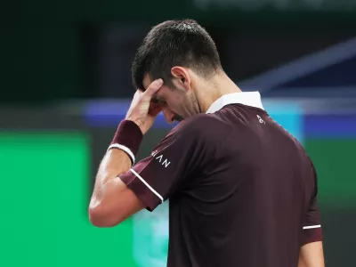 Tennis - ATP Masters 1000 - Shanghai Masters - Qizhong Forest Sports City Arena, Shanghai, China - October 9, 2026 Serbia's Novak Djokovic reacts during his round of 64 match against Poland's Hubert Hurkacz REUTERS/Tyrone Siu