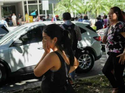 People gather in an open area after an earthquake struck near the southern coast of Panama, in Panama City, Panama, October 9, 2026. REUTERS/Enea Lebrun