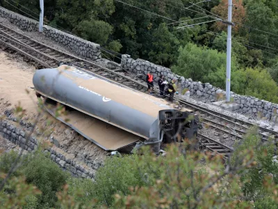10.10.2026., Meja - Vagoni teretnog vlaka iskocili iz tracnica na ulazu u stanicu Meja. Photo: Goran Kovacic/PIXSELL