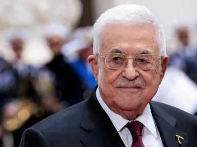 FILE PHOTO: Palestinian Authority President Mahmoud Abbas at Chigi Palace in Rome, Italy, November 7, 2025. REUTERS/Remo Casilli/File Photo/File Photo