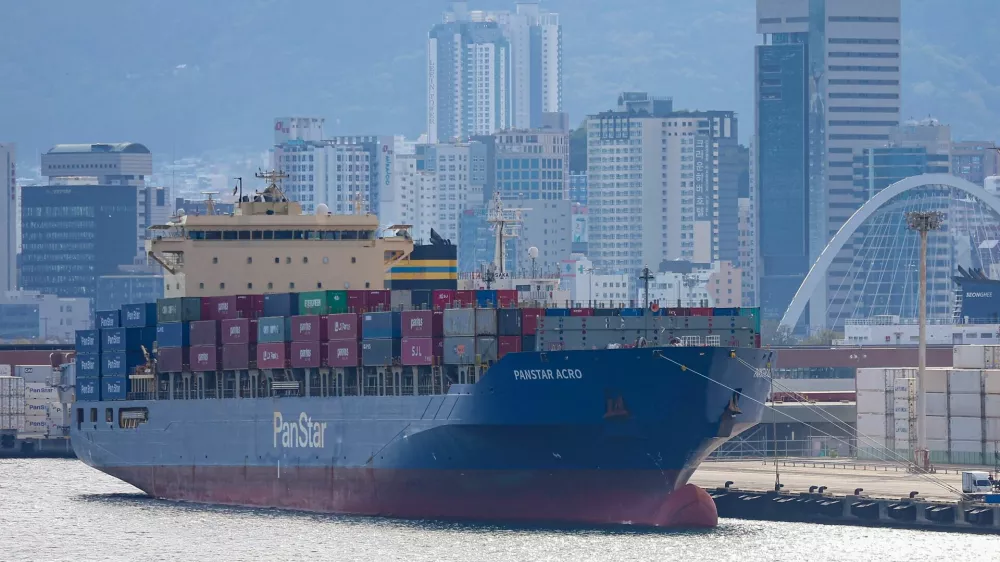 The PanStar Acro is anchored after it completed the country's first commercial round trip to Europe via the Arctic, at a port in Busan, South Korea, October 11, 2026.  Yonhap via REUTERS  THIS IMAGE HAS BEEN SUPPLIED BY A THIRD PARTY. NO RESALES. NO ARCHIVES. SOUTH KOREA OUT. NO COMMERCIAL OR EDITORIAL SALES IN SOUTH KOREA.