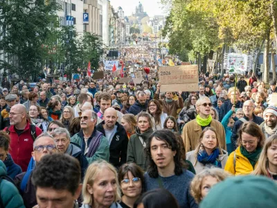 S pohodom so želeli opozoriti na pomanjkanje podnebnih ambicij v Belgiji. Foto: zajem zaslona X