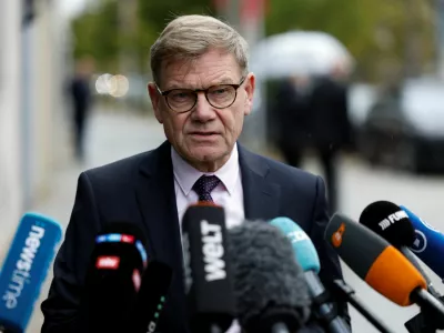 German Foreign Minister Johann Wadephul speaks to the media before attending the Christian Democratic Union (CDU) executive board retreat, in Berlin, Germany, October 11, 2026. REUTERS/Axel Schmidt