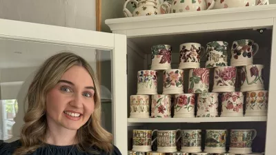 Story from Jam Press (Mug Collection)Pictured: Amy showing her mug collection.'I have spent Ł2,500 on MUGS in search of the perfect cuppa with over 250 options in a dedicated cupboard &ndash; but I always pull out THIS one for builders'A woman obsessed with finding the perfect cuppa has spent over Ł2,500 on mugs &ndash; for which she has a dedicated cupboard that leaves people shocked.Amy Sinfield has gone viral after sharing the extent of her passion, which has seen her purchase 100 new mugs in the past year &ndash; that's more than eight every month.In total, the 26-year-old has 256 mugs worth thousands, including a special Emma Bridgewater collection that retails at upwards of Ł20 a pop and a Sports Direct mug specifically for "workmen".Viewers online were left stunned when earlier this month, Amy revealed where she keeps her many mugs, in a clip that has over 800,000 views."A lot of my wage goes towards growing the collection," Amy, a project officer from Bedford, told creatorzine.com."Buying a new mug feels almost like a therapy session to me &ndash; a cuppa always tastes better in a new mug."I actually had to pause buying mugs for a while at my previous house because I completely ran out of cupboard space &ndash; I was at about 100 by that point."[Now], my dedicated mug cabinet is perfect because it's deep enough to stack them all the way back."I also use two kitchen cupboards above my coffee machine for seasonal pieces and daily favourites like my Le Creuset, Eleanor Bowmer, and Cornishware items."I live with my husband, Jack, and he definitely lives by the saying, 'Happy wife, happy life!'"Some people think I'm exaggerating, so when they see the collection in person, it's always a shock."It's hard to envision 250 mugs, so to see the collection in person, they realise it's huge."It takes them a few minutes to pick a mug, for sure."I [might] offer a Le Creuset, as those are crowd-pleasers."[But] whenever we have workmen over, I pull out a giant Sports Direct mug I keep hidden at the back of the cupboard specifically for them!"As for how she chooses her daily mug from the sprawling collection?Amy said: "The mug I pick every day always depends on my mood and, nine times out of 10, my outfit."I love coordinating what I wear with my mug &ndash; little details like that really help me romanticise daily life."I also have plenty of seasonal pieces, so during autumn, I'll strictly use my autumnal mugs, followed by Christmas, spring, and so on."Amy's collection started seven years ago, and was partly inspired by her mum, who similarly has a huge collection, spanning just under 300 mugs.She said: "Eight years ago, we visited the Emma Bridgewater shop at Bicester Village where I bought my first-ever piece, and that was just the start."While I mainly collected that brand at first, I've since discovered others like Le Creuset, Sophie Allport, Gisela Graham, Eleanor Bowmer, and Cornishware, which I absolutely adore."While most 21-year-olds want a big night out for their birthday, I spent my 21st at the Emma Bridgewater factory!"As for the future, Amy doesn't have a mug goal in mind, but she has no plans of slowing down.She added: "I'll definitely keep adding to it &ndash; it's hard to stop when my favourite brands keep releasing gorgeous new designs."A major life goal of mine would be to collaborate with a brand to design my own collection; that would be the absolute dream."ENDSEDITOR'S NOTE: Exclusive Licence: An exclusive licence has been obtained directly from the verified copyright holder. Jam Press holds exclusive distribution rights for the agreed content within the terms of the contributor agreement.,Image: 1138001936, License: Rights-managed, Restrictions: EDITOR'S NOTE: Exclusive Licence: An exclusive licence has been obtained directly from the verified copyright holder. Jam Press holds exclusive distribution rights for the agreed content within the terms of the contributor agreement., Model Release: no 