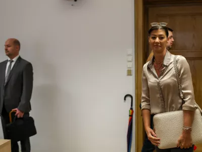 - Dominika &Scaron;varc Pipan,- Simon Starček,- 12.10.2026. - Predobravnavni narok zoper biv&scaron;o ministrico Dominiko &Scaron;varc Pipan v tožbi s strani Simona Starčka, biv&scaron;ega vodjo investicij na ministrstvu za pravosodje.//FOTO: Bojan Velikonja