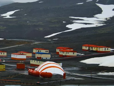 Villa las Estrellas, in Chile's Frei base in Antarctica, where 64 families live, on March 11, 2014.,Image: 187008091, License: Rights-managed, Restrictions:, Model Release: no 