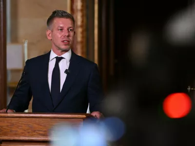 FILE - Hungarian Prime Minister Peter Magyar holds an extraordinary press briefing following a voting on the 17th amendment to the Fundamental Law in the parliament building in Budapest, Hungary, July 13, 2026. (Tamas Purger/MTI via AP, File)