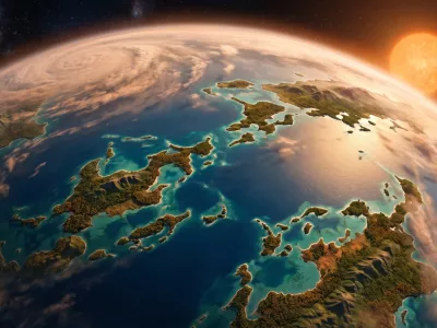 Planet, kakr&scaron;nega je na podlagi opisa znanstvenikov izrisala umetna inteligenca. / Foto: Google Gemini
