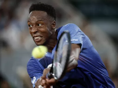 Tennis - French Open - Roland Garros, Paris, France - May 25, 2026 France's Gael Monfils in action during his first round match against France's Hugo Gaston REUTERS/Benoit Tessier