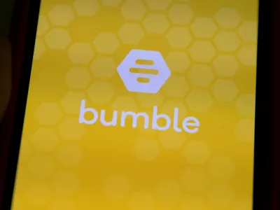 FILE PHOTO: The Bumble Inc. (BMBL) app is shown on an Apple iPhone in this photo illustration as the dating app operator made its debut IPO on the Nasdaq stock exchange February 11, 2021.    REUTERS/Mike Blake/Illustration/File Photo