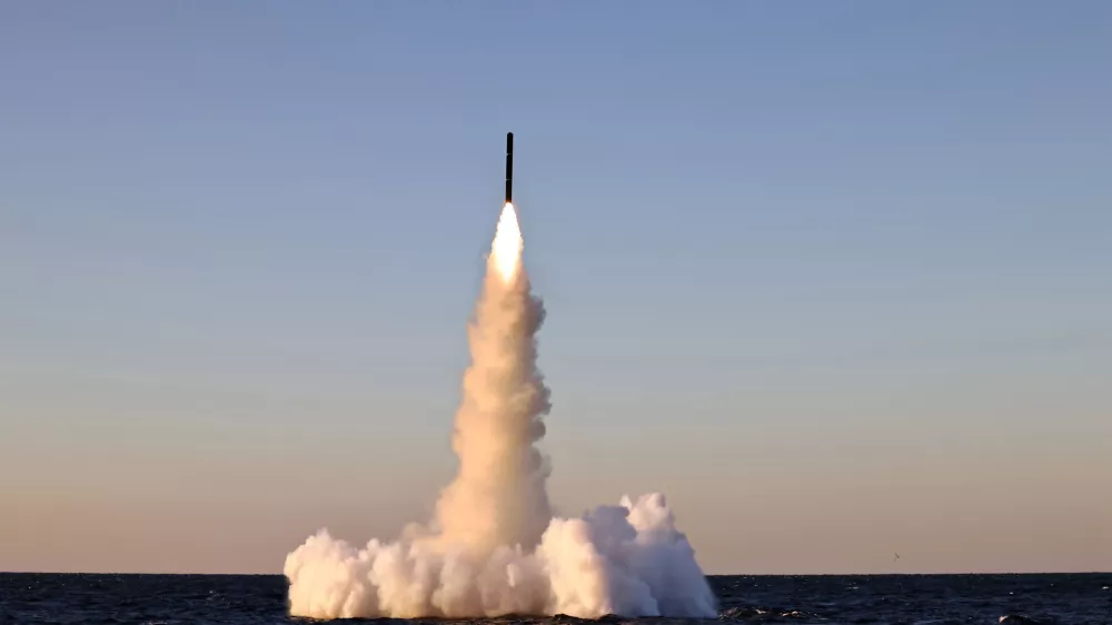 This photo provided on Oct. 15, 2026, by the North Korean government shows an underwater-launched missile test in the country's eastern waters Wednesday, Oct. 14, 2026. Independent journalists were not given access to cover the event depicted in this image distributed by the North Korean government. The content of this image is as provided and cannot be independently verified. (Korean Central News Agency/Korea News Service via AP)