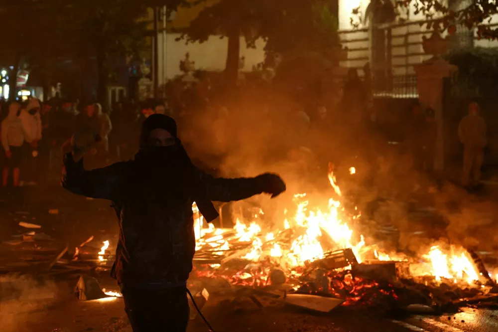 Albanian students take part in an anti-government protest in Tirana, Albania, October 13, 2026. REUTERS/Florion Goga