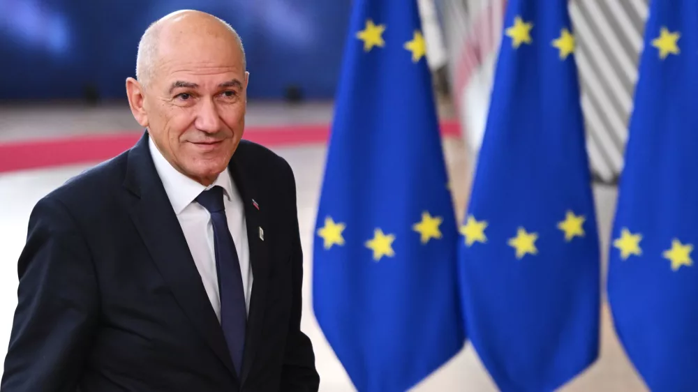 Slovenia's Prime Minister Janez Jansa arrives for the EU summit at the European Council building in Brussels, Thursday, Oct. 15, 2026. (AP Photo/Harry Nakos)