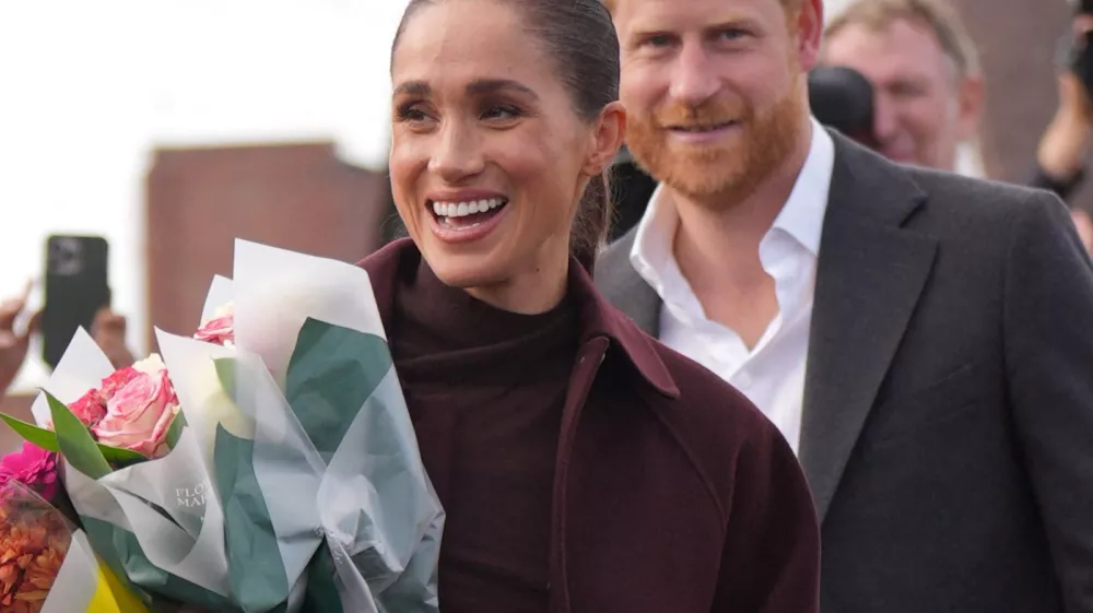 Britain's Prince Harry and Meghan, the Duke and Duchess of Sussex, during a visit to The Community Recording Studio in Nottingham, Britain, October 15, 2026.  Joe Giddens/Pool via REUTERS