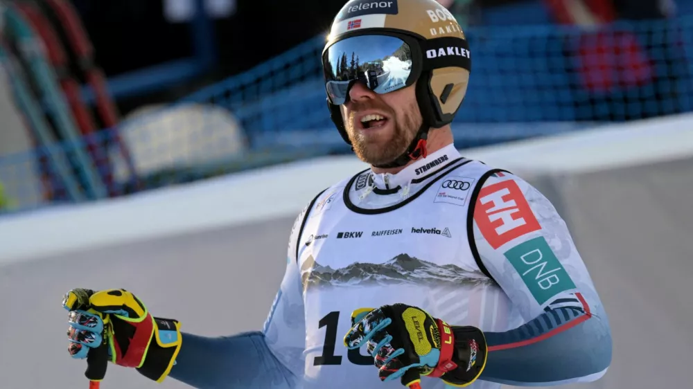 FILE PHOTO: Alpine Skiing - FIS Alpine Ski World Cup - Men's Downhill Training - Crans-Montana, Switzerland - January 31, 2026 Norway's Aleksander Aamodt Kilde reacts after his run during training REUTERS/Romina Amato/File Photo
