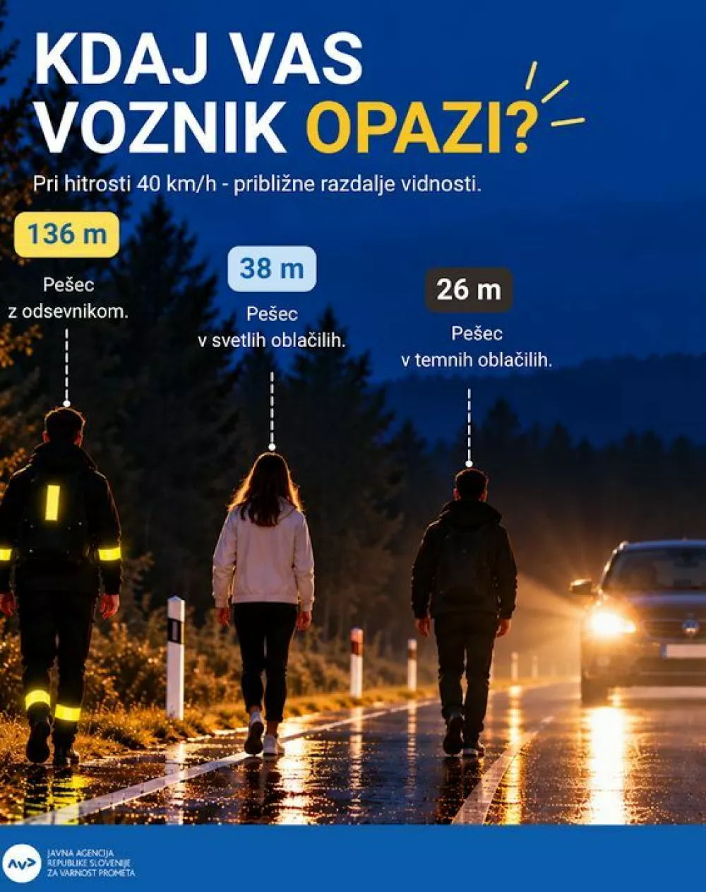Pe&scaron;ci so v mraku in temi slabo vidni. 