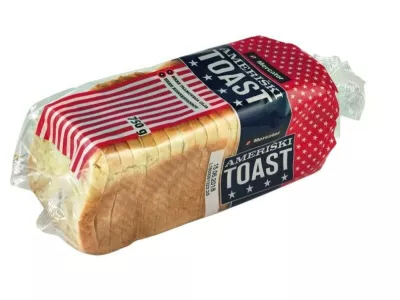 Umik toastov Mercatorjeve blagovne znamke.Ameriski toast. 
